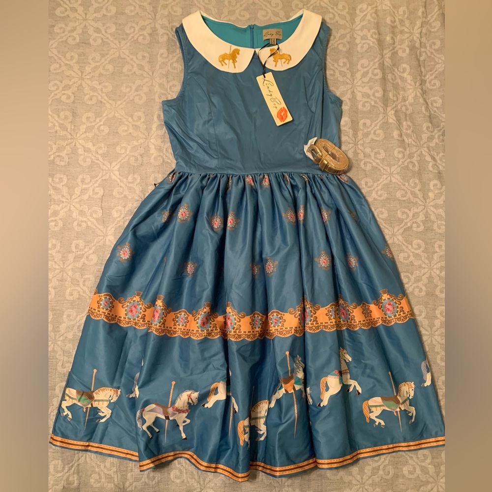 NWT Lindy Bop UK14/US10 Women’s Carousel Dress with Belt